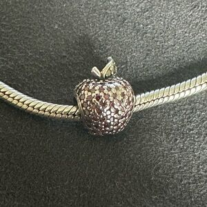 Pandora Red Apple Pave 🍎 ALE 925 Red Green CZ Retired #791485CFR